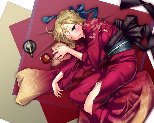 Anime picture 1280x1024 with fate (series) fate/stay night studio deen type-moon artoria pendragon (all) saber blush