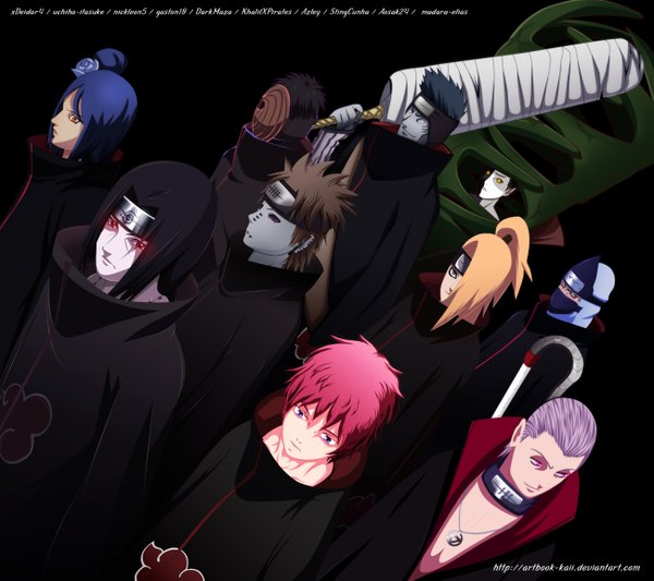 Anime picture 2600x2313 with naruto studio pierrot naruto (series) uchiha itachi uchiha obito tobi deidara sasori pain (naruto) konan hidan deva path hoshigaki kisame kakuzu zetsu tongasart stingcunha azley khalilxpirates darkmaza