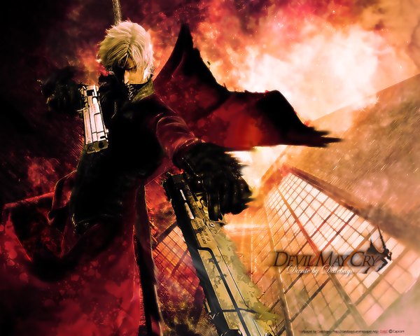 Anime picture 1280x1024 with devil may cry dante (devil may cry) gun pistol tagme