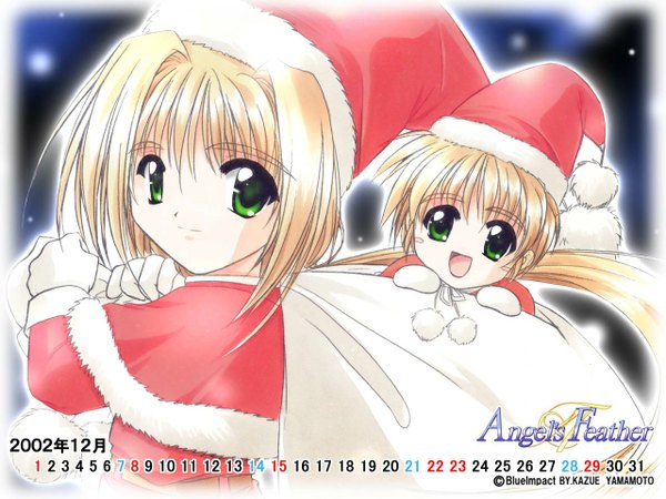 Anime picture 1280x960 with angels feather yamamoto kazue christmas calendar 2002 calendar
