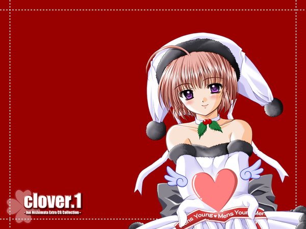 Anime picture 1600x1200 with nishimata aoi red background valentine clover (plant) tagme