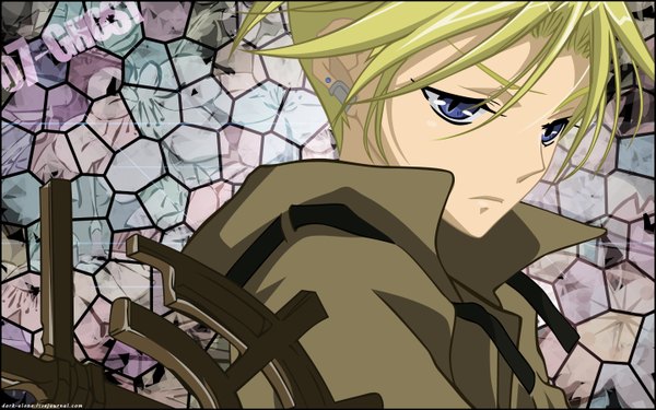 Anime picture 1440x900 with 07-ghost studio deen frau blue eyes blonde hair wide image boy