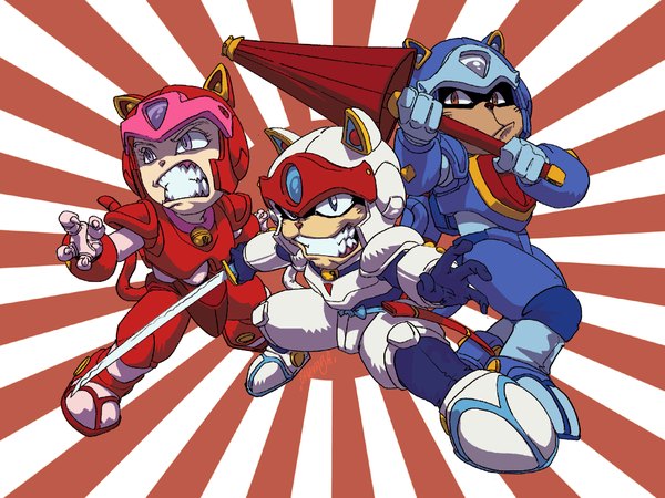 Anime picture 1024x768 with tagme samurai pizza cats