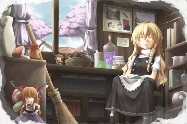 Anime picture 1803x1198 with touhou kirisame marisa ibuki suika highres girl