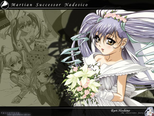 Anime picture 1024x768 with martian successor nadesico xebec hoshino ruri gotoh keiji wedding flower (flowers) bride