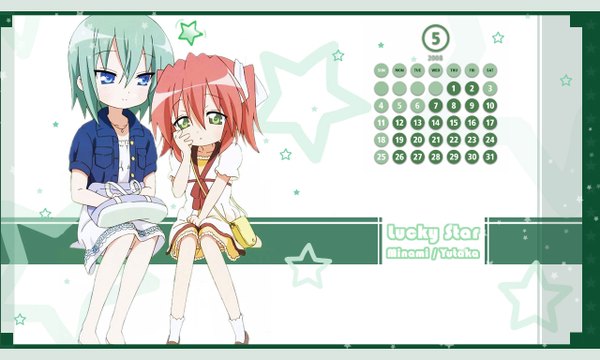 Anime picture 1280x768 with lucky star kyoto animation kobayakawa yutaka iwasaki minami wide image girl