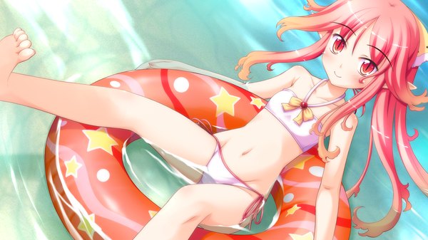 Anime picture 1920x1080 with shukufuku no campanella garnet erin long hair highres red eyes wide image game cg red hair loli elf girl swimsuit