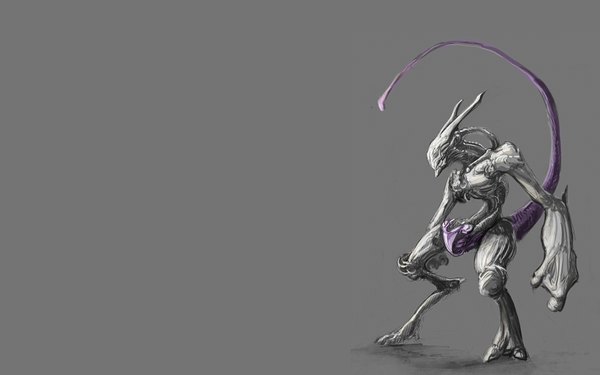 Anime picture 1920x1200 with pokemon nintendo mewtwo highres simple background wide image tail horn (horns) gen 1 pokemon animal pokemon (creature)