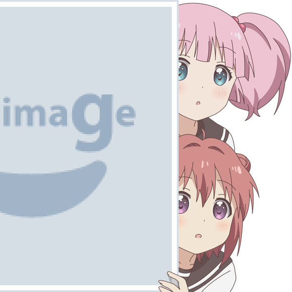 Anime picture 850x850 with yuru yuri doga kobo pixiv akaza akari yoshikawa chinatsu mugen ouka blush fringe short hair open mouth simple background hair between eyes white background twintails purple eyes multiple girls looking away pink hair ahoge red hair