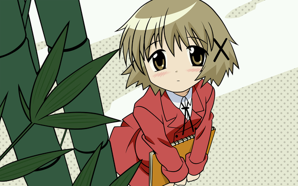 Anime picture 1920x1200 with hidamari sketch shaft (studio) yuno highres wide image x hair ornament