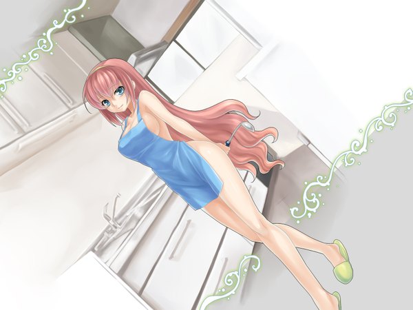 Anime picture 1600x1200 with vocaloid megurine luka oumi sanaka light erotic naked apron girl tagme