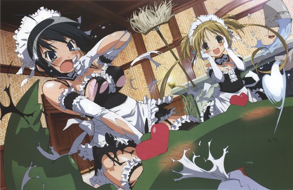 Anime-Bild 2000x1301 mit kore ga watashi no goshujinsama sawatari izumi sawatari mitsuki pochi highres light erotic scan maid torn clothes