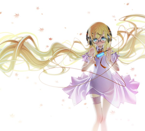 Anime picture 5000x4500 with original sakuya tsuitachi single looking at viewer blush fringe highres open mouth simple background standing white background twintails bare shoulders absurdres very long hair wind bare legs :o short sleeves girl