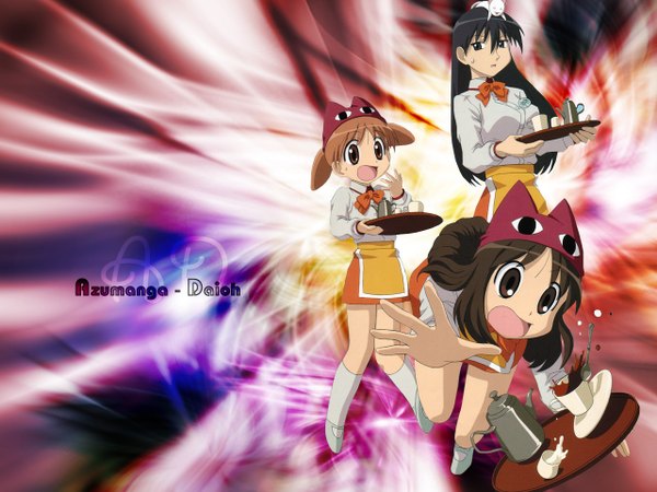 Anime picture 1280x960 with azumanga daioh j.c. staff kasuga ayumu mihama chiyo sakaki girl