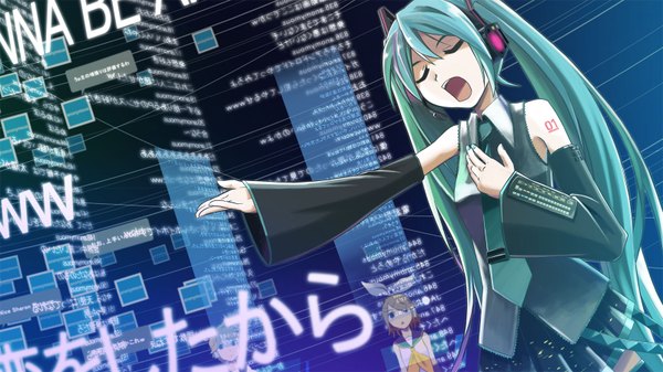 Anime picture 1600x900 with vocaloid hatsune miku wide image girl