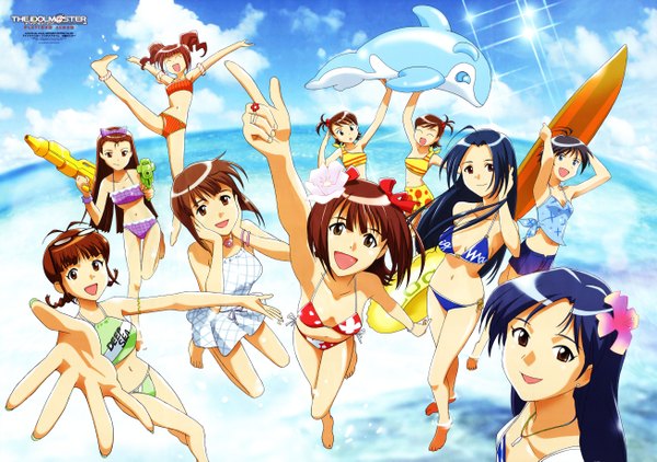 Anime picture 5223x3674 with idolmaster kisaragi chihaya amami haruka minase iori kikuchi makoto hagiwara yukiho miura azusa takatsuki yayoi akizuki ritsuko futami mami futami ami highres swimsuit bikini