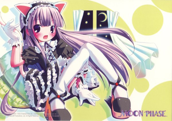 Anime picture 1693x1195 with tsukuyomi moon phase hazuki blush scan cat girl loli lolita fashion girl