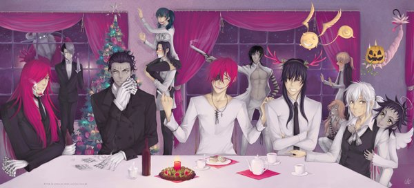 Anime picture 2932x1333 with d.gray-man allen walker kanda yuu lavi lenalee lee timcanpy road kamelot tyki mikk cross marian millennium earl arystar krory jasdero devitto komui lee lero bak chan anezumi long hair blush fringe