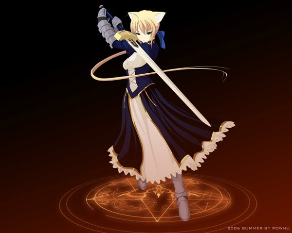 Anime picture 1280x1024 with fate (series) fate/stay night studio deen type-moon artoria pendragon (all) saber sword