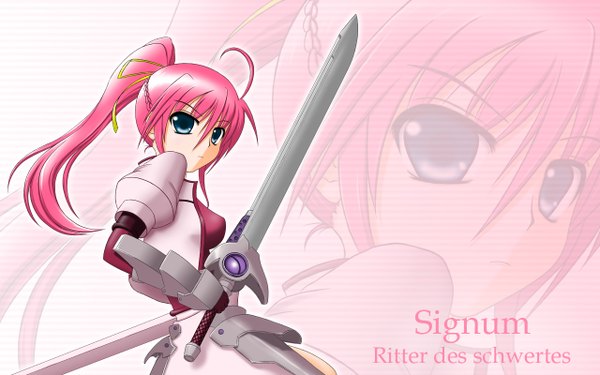 Anime picture 1280x800 with mahou shoujo lyrical nanoha signum wide image zoom layer girl