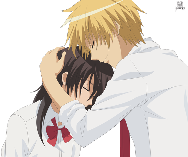 Anime picture 5000x4181 with kaichou wa maid-sama! ayuzawa misaki takumi usui rastiminato highres blonde hair smile brown hair absurdres eyes closed profile transparent background vector rendered girl boy shirt necktie