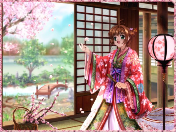 Anime picture 1600x1200 with card captor sakura clamp kinomoto sakura mutsuki (moonknives) japanese clothes two side up kimono