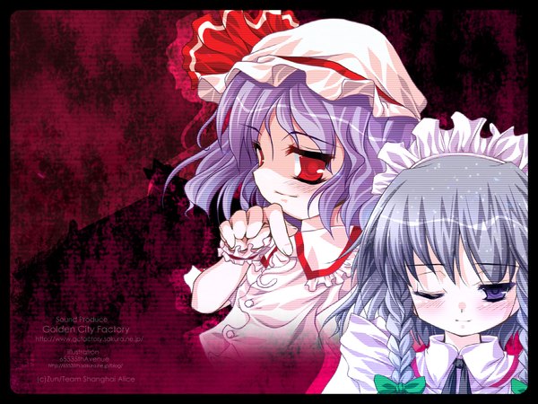 Anime picture 1600x1200 with touhou remilia scarlet izayoi sakuya highres wallpaper girl