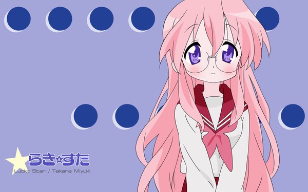 Anime picture 1920x1200 with lucky star kyoto animation takara miyuki highres wide image girl glasses serafuku
