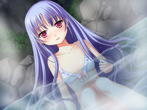 Anime picture 1200x900 with sugar+spice 2 (game) long hair light erotic red eyes game cg purple hair girl swimsuit