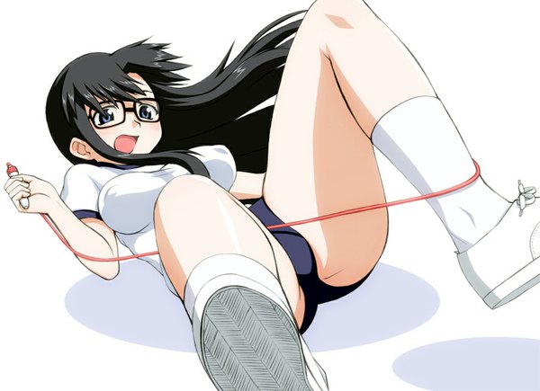 Anime picture 1082x786 with read or die j.c. staff yomiko readman light erotic white background uniform glasses gym uniform buruma elfk