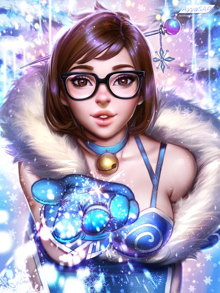 Anime picture 3000x4000 with overwatch blizzard entertainment mei (overwatch) ayyasap single tall image looking at viewer fringe highres short hair breasts light erotic brown hair large breasts standing brown eyes signed outdoors parted lips light smile