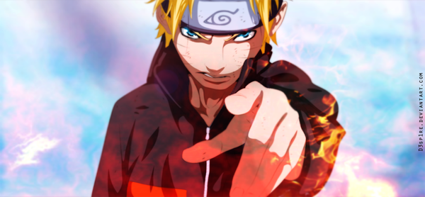 Anime picture 1020x473 with naruto studio pierrot naruto (series) uzumaki naruto schwarrtz single short hair blue eyes blonde hair wide image sky cloud (clouds) coloring magic facial mark whisker markings pointing jinchuriki boy vest