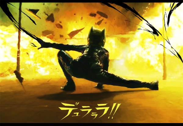 Anime picture 1200x832 with durarara!! brains base (studio) celty sturluson arsenixc explosion girl