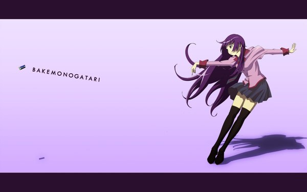 Anime picture 1680x1050 with bakemonogatari shaft (studio) monogatari (series) senjougahara hitagi wide image full body