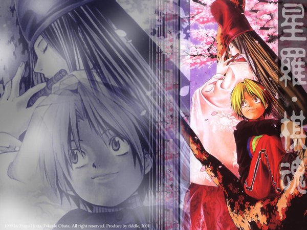 Anime picture 1280x960 with hikaru no go studio pierrot fujiwara no sai shindou hikaru long hair boy