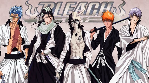 Anime picture 1920x1080 with bleach studio pierrot kurosaki ichigo ulquiorra schiffer kuchiki byakuya grimmjow jeagerjaques ichimaru gin highres short hair open mouth blue eyes black hair wide image brown eyes green eyes blue hair purple hair japanese clothes black eyes orange hair