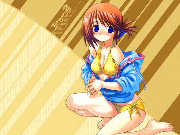 Anime picture 1280x960 with to heart 2 leaf (studio) komaki manaka blue eyes light erotic orange hair swimsuit bikini