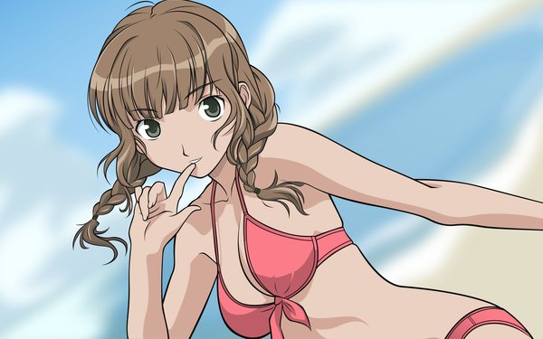Anime picture 2560x1600 with kimi kiss mizusawa mao highres wide image vector swimsuit pure