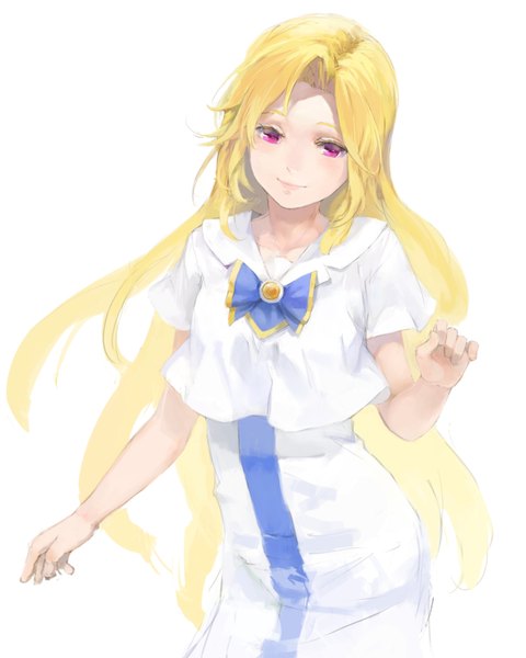 Anime picture 1000x1250 with aria ametsuchi akino kuroko (piii) single long hair tall image looking at viewer simple background blonde hair smile standing white background upper body pink eyes girl uniform