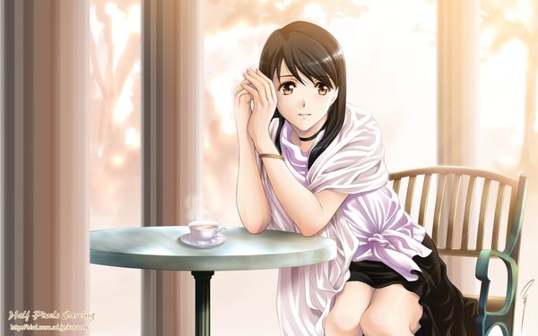 Anime picture 1680x1050 with original aizawa kotarou highres wide image wallpaper tea