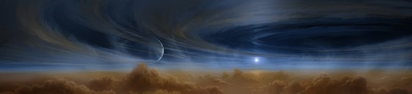 Anime picture 1680x389 with original justinas vitkus wide image sky cloud (clouds) landscape space planet