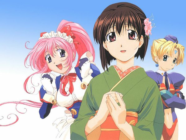 Anime picture 1024x768 with steel angel kurumi kurumi saki (steel angel kurumi) karinka japanese clothes gloves bow hat kimono