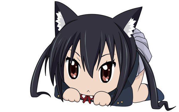 Anime picture 1920x1200 with k-on! kyoto animation nakano azusa highres wide image white background animal ears chibi vector