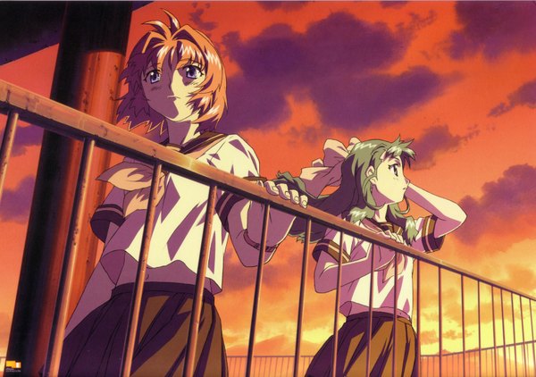 Anime picture 3508x2468 with onegai twins onodera karen miyafuji miina highres serafuku