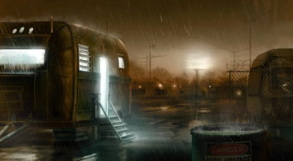 イラスト 1600x878 と オリジナル srulik24 wide image night rain cityscape
