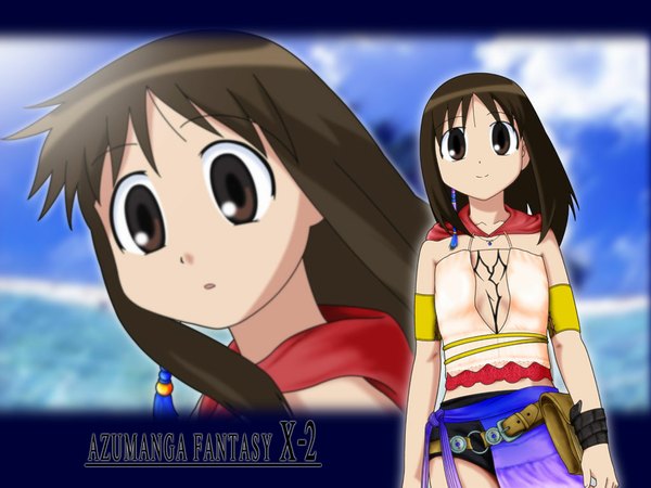 Anime picture 1024x768 with azumanga daioh final fantasy final fantasy x final fantasy x-2 j.c. staff square enix kasuga ayumu cosplay parody girl
