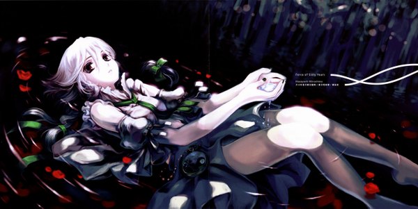 Anime picture 2496x1254 with touhou izayoi sakuya cradle (artist) highres wide image scan girl