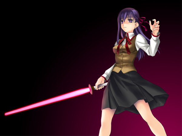 Anime picture 1280x960 with fate (series) fate/stay night star wars studio deen type-moon matou sakura jedi sword energy sword lightsaber