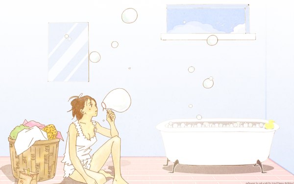 Anime picture 1440x900 with nodame cantabile j.c. staff noda megumi wide image bubble (bubbles) bath bathroom tagme