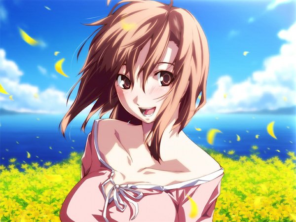 Anime picture 1024x768 with dies irae short hair brown hair brown eyes game cg girl